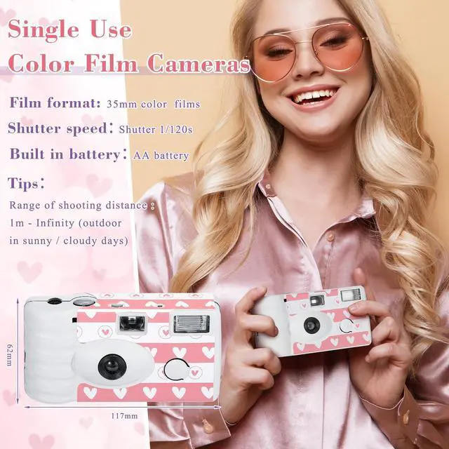 Alt view image 2 of 6 - 3 Pack Disposable Camera for Wedding Simple Use Color Film Camera with Flash Disposable Cameras One Time Camera for Gathering Wedding Travel Party Supply (White)