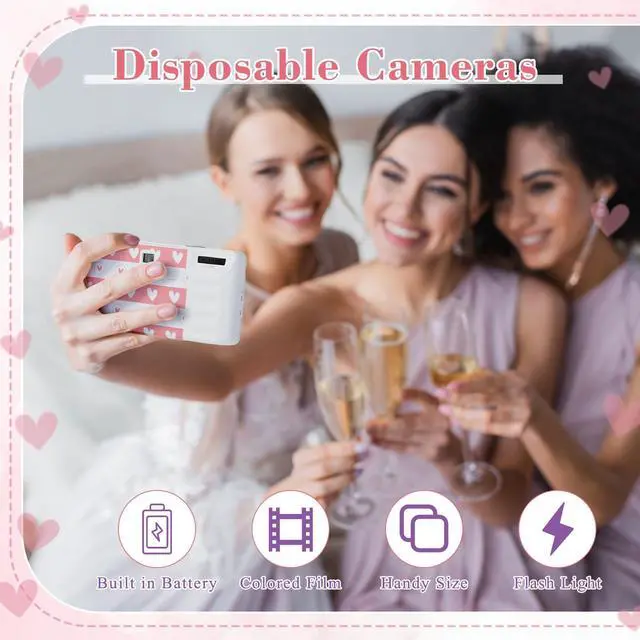 Alt view image 4 of 6 - 3 Pack Disposable Camera for Wedding Simple Use Color Film Camera with Flash Disposable Cameras One Time Camera for Gathering Wedding Travel Party Supply (White)