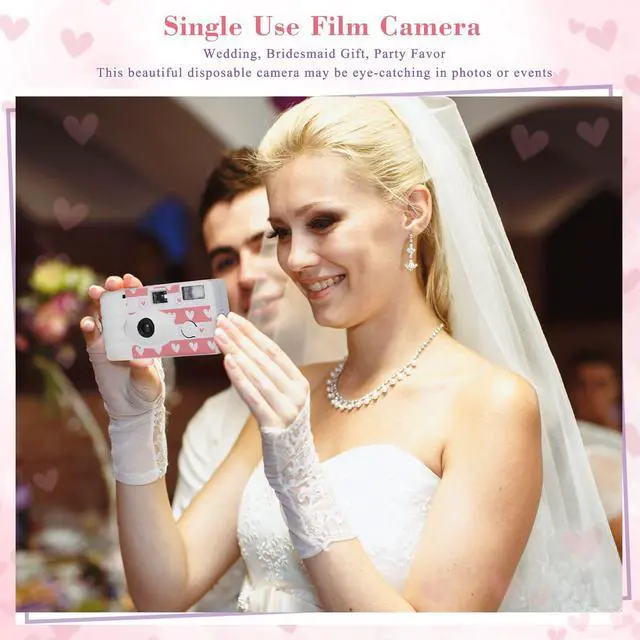 Alt view image 5 of 6 - 3 Pack Disposable Camera for Wedding Simple Use Color Film Camera with Flash Disposable Cameras One Time Camera for Gathering Wedding Travel Party Supply (White)