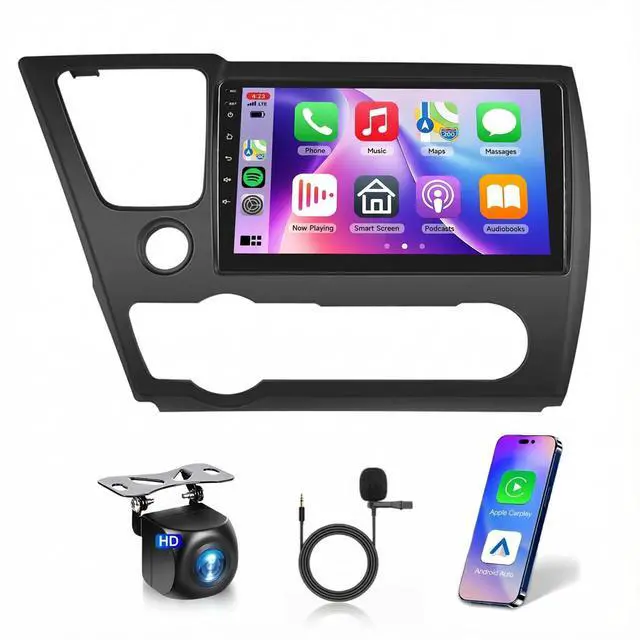Main image of DSP 46EQ 8Core 4G 64G Car Stereo Radio for Honda Civic 2013-2017 with 9inch 1280X720P QLED Touchscreen/Wireless CarPlay/Android Auto/BT 5.0/GPS/WiFi/MirrorLink/AHD Backup Camera
