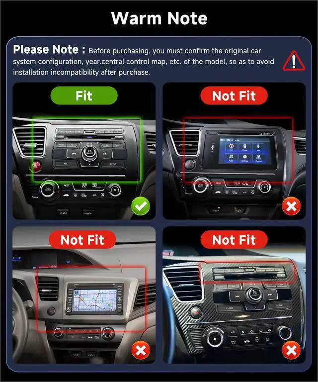 Alt view image 2 of 6 - DSP 46EQ 8Core 4G 64G Car Stereo Radio for Honda Civic 2013-2017 with 9inch 1280X720P QLED Touchscreen/Wireless CarPlay/Android Auto/BT 5.0/GPS/WiFi/MirrorLink/AHD Backup Camera