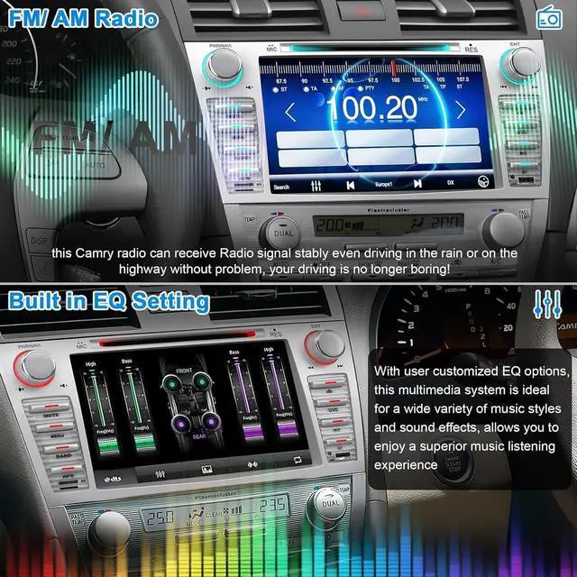 Alt view image 6 of 6 - 8-Inch Touch Screen Car Stereo with CD/DVD Player for Toyota Camry 2006-2011(Without J-B-L Sound System), Support Bluetooth 5.2, CarPlay/Android Auto, Backup Camera, FM/AM Radio, AUX Input