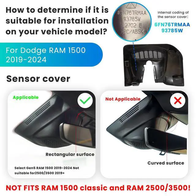 Alt view image 3 of 6 - 4K Dash Cam Fit Dodge RAM 1500(2019-2024), Hidden OEM Style, 4K Front & 1080P Rear Camera, 128GB EMMC, 24H Parking Mode, GPS & CPL, for Rebel Big Horn Laramie (S87D Front 4K and Rear 1080P)