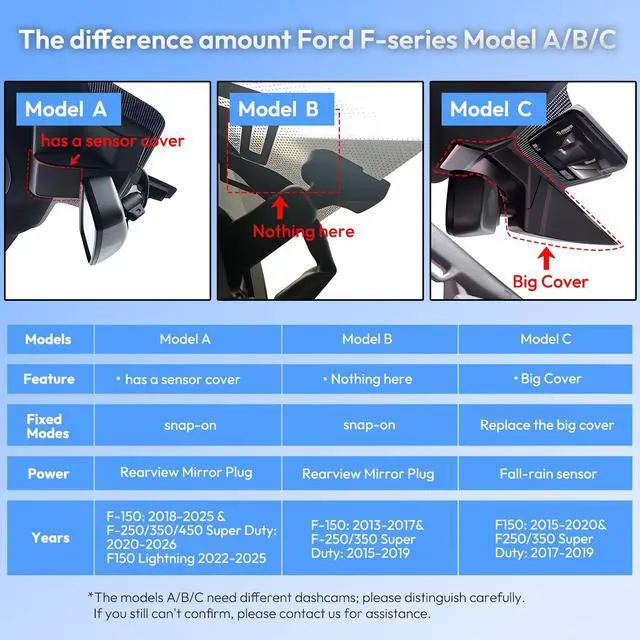 Alt view image 4 of 6 - OEM Style Front 4K & Rear 1080P Dash Cam for Ford F150 2018-2025 & F250/F350/F450 2020-2026 Super Duty(Model A),Hidden Design,WiFi & App Control,Loop Recording,G-Sensor,128GB Card