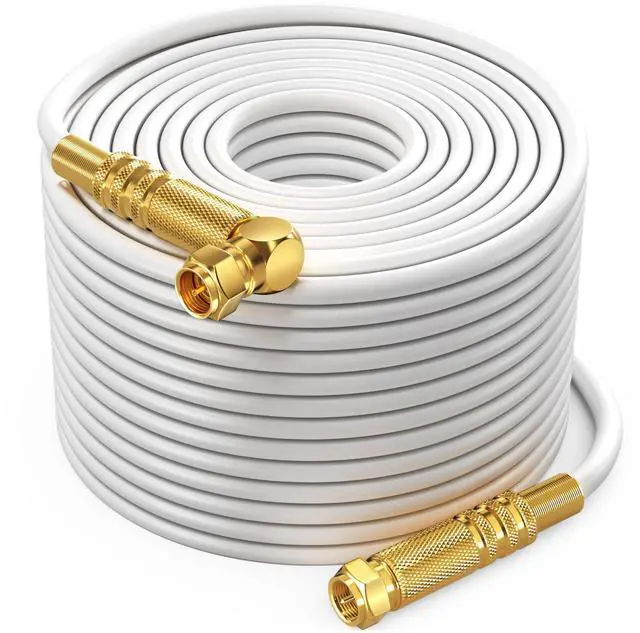 Main image of RG6 Quad Shield Coaxial Cable 300 Feet, 90 Degree Angled Cable Cord for TV Cable Wire, Coax Cable 300 Ft