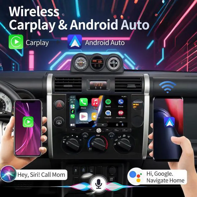 Alt view image 3 of 6 - Car Radio Stereo for Toyota FJ Cruiser 2006-2020 Replacement Carplay Android Auto GPS Navigation Tesla Style with DSP in Dash Headunit Multimedia Player Backup Camera 64G