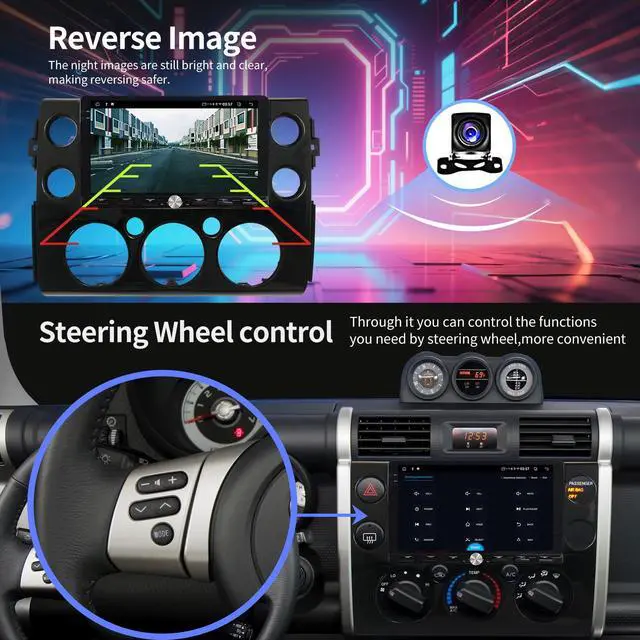 Alt view image 5 of 6 - Car Radio Stereo for Toyota FJ Cruiser 2006-2020 Replacement Carplay Android Auto GPS Navigation Tesla Style with DSP in Dash Headunit Multimedia Player Backup Camera 64G