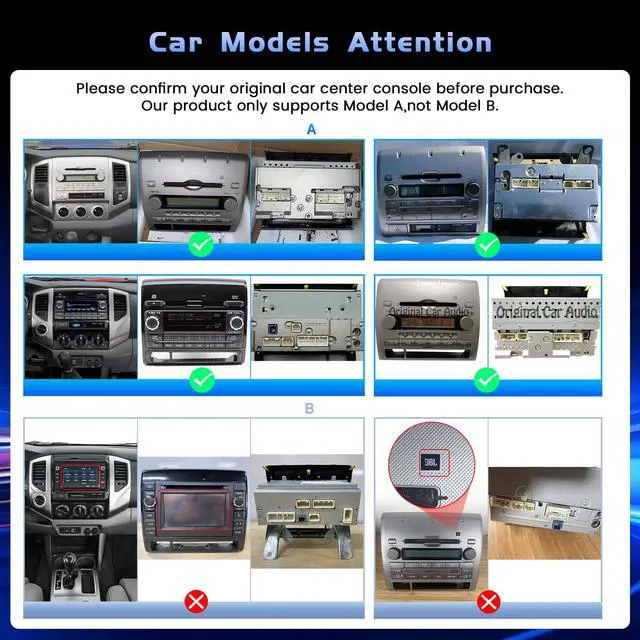 Alt view image 2 of 6 - 4G+128G Car Radio for Toyota Tacoma 2005-2013,9'' Incell Screen Full Touchscreen Stereo Wireless CarPlay Android Auto Android 15 32-EQ Bluetooth FM/RDS GPS WiFi SWC AHD Backup Camera