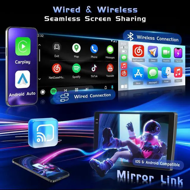 Alt view image 4 of 6 - 4G+128G Car Radio for Toyota Tacoma 2005-2013,9'' Incell Screen Full Touchscreen Stereo Wireless CarPlay Android Auto Android 15 32-EQ Bluetooth FM/RDS GPS WiFi SWC AHD Backup Camera