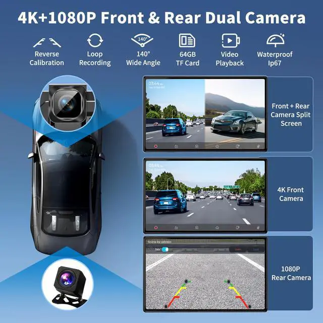 Alt view image 4 of 6 - Extra Large Carplay Screen 11.3" A pple Carplay Screen for Car with 4K Dash Cam 1080P Backup Camera, Car Stereo for Carplay & Android Auto GPS Navigation/Bluetooth/Mirror Link/Voice Control/FM/Siri