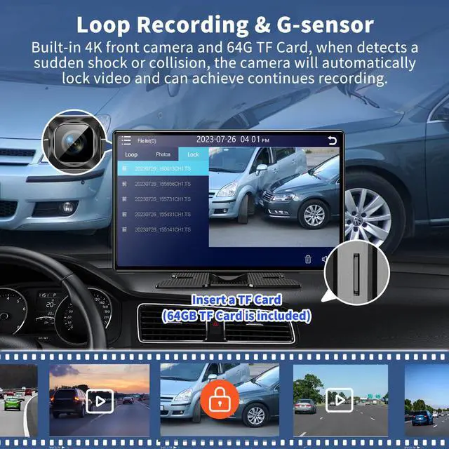 Alt view image 6 of 6 - Extra Large Carplay Screen 11.3" A pple Carplay Screen for Car with 4K Dash Cam 1080P Backup Camera, Car Stereo for Carplay & Android Auto GPS Navigation/Bluetooth/Mirror Link/Voice Control/FM/Siri