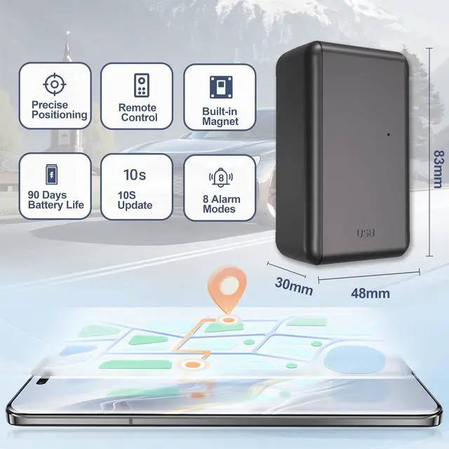 Alt view image 6 of 6 - G05A GPS Tracker for Vehicle No Monthly Fees, SIM Card Included, Real-Time Tracking, Global Coverage, Geo-Fencing, Strong Magnetic Attachment, Long Battery Life