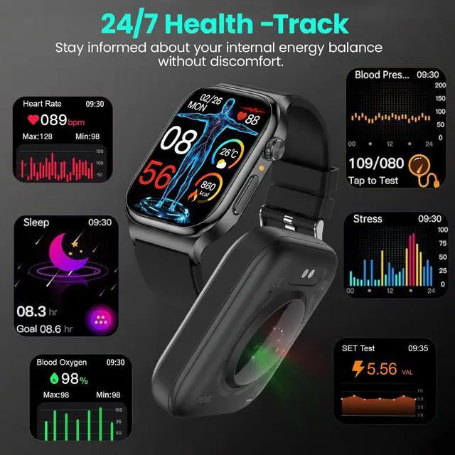 Alt view image 2 of 6 - Smart Watch for Adults & Seniors, 1.87" Large Easy-to-Read Display, Bluetooth Calls, Heart Rate & SpO2, Sleep & Stress Tracking, 110+ Sports Modes, IP68, for Android & iPhone