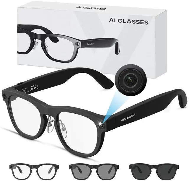 Main image of AI Smart Glasses with Camera, 8MP HD Camera Glasses, 1080P Video & Photo Recording Glasses with Voice Assistant, AI Object Recognition & Translation, Photochromic Lens, Bluetooth for Travel/Work/Vlog