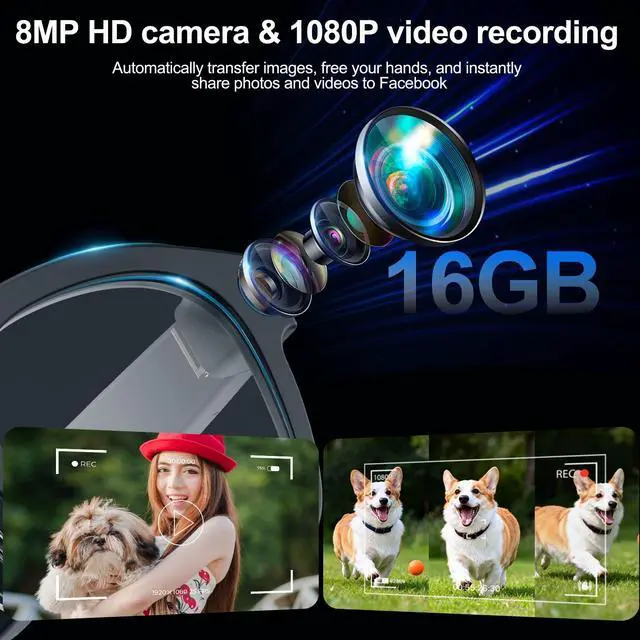 Alt view image 2 of 6 - AI Smart Glasses with Camera, 8MP HD Camera Glasses, 1080P Video & Photo Recording Glasses with Voice Assistant, AI Object Recognition & Translation, Photochromic Lens, Bluetooth for Travel/Work/Vlog