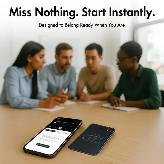 Alt view image 5 of 6 - AI Voice Recorder with App Control - 13h Recording Device, 64GB AI Note Taking Device - GPT 5 Translation, Summaries & Mind Maps (125 Languages), 400 Min/Month, Audio Recorder with Transcription