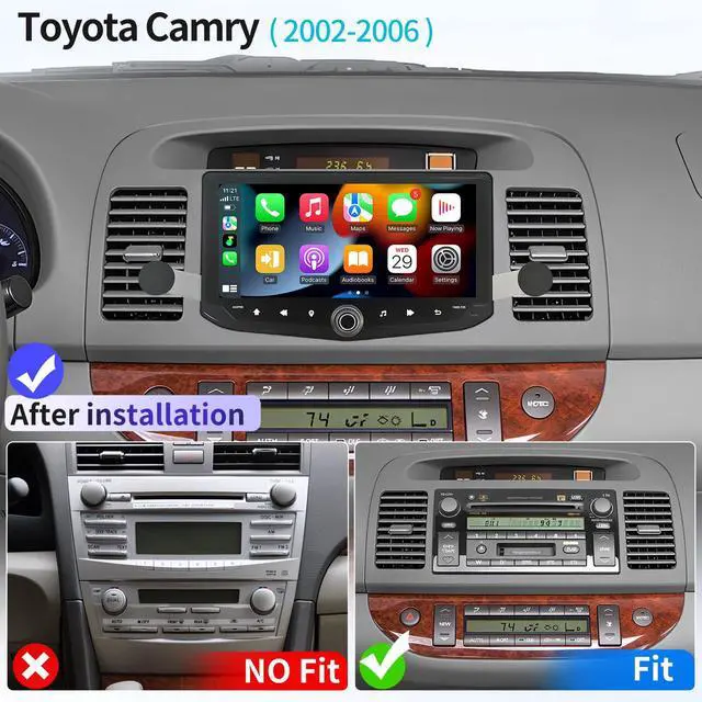 Alt view image 2 of 4 - Car Radio for Toyota Camry 2000 2001 2002 2003 2004 2005 2006 10.33 inch Stereo Android 14 Touch Screen Wireless Carplay & Android Auto Bluetooth WiFi GPS Backup Camera SWC DSP Head Unit