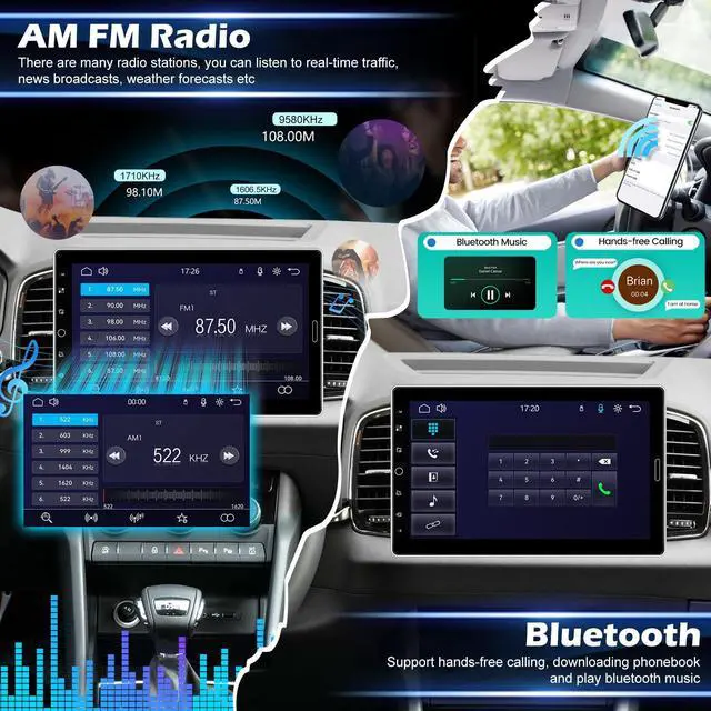 Alt view image 3 of 4 - 10.1 inch Single Din Touchscreen Radio 10 inch Car Stereo with Wireless Carplay Support AM FM Radio/YouTube Video/Bluetooth/Car Play/Android Auto + Backup Camera + Mic