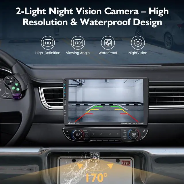 Alt view image 4 of 4 - 9" Single DIN Car Stereo with Wireless Apple CarPlay and Android Auto,UHD Car Radio IPS Touchscreen,1080P Back Camera,Mirror Link, Voice Control, Bluetooth 5.3,GPS,AM&FM,Type-C (9016-with Camera)