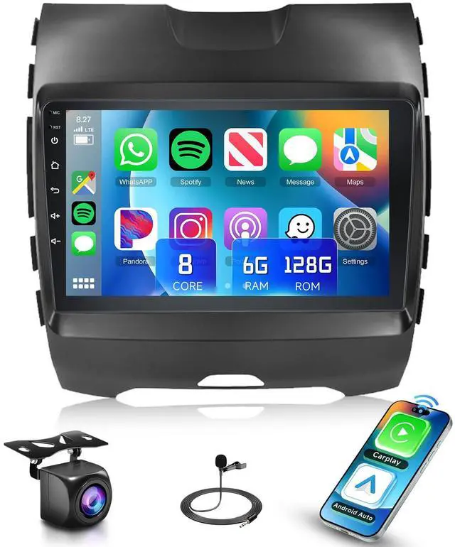 Main image of 5GhzWiFi 8Core 6GB+128GB Radio for Ford Edge 2016-2020 Android 15 Car Stereo,9 Inch 1280x720 IPS Touchscreen Wirless Carplay Android Auto,DSP,63UIs,GPS FM/RDS SWC Backup Camera
