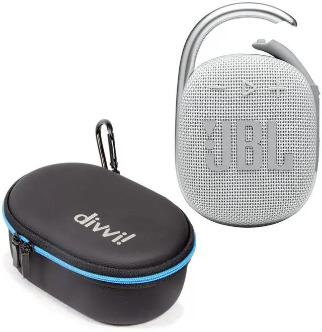 Main image of Clip 4 Portable Bluetooth Speaker (White) + Bundle with divvi! Protective Hardshell Case (Black)