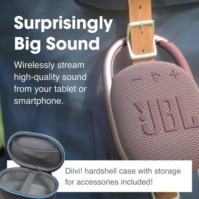 Alt view image 2 of 5 - Clip 4 Portable Bluetooth Speaker (White) + Bundle with divvi! Protective Hardshell Case (Black)