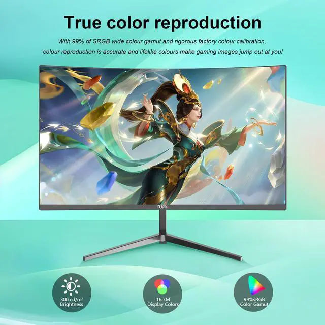 Alt view image 2 of 4 - 24 inch Curved Monitor FHD 1920x1080p 100Hz Refresh Rate 16:9 Aspect Ratio Ergonomic Tilt Home Office Gaming Monitor Sync Visual Experience for Work & Play Support Wall Mount Install