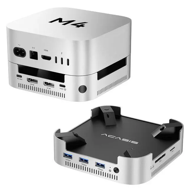 Main image of 40Gbps Mac mini M4 Dock & Stand with Dual-Bay NVMe SSD Enclosure, Aluminum DP Hub for Mac mini M4 and M4 Pro 2024, 4K60Hz DP, 3X10G USB A, PD 30W, SD/TF 4.0, Support Dual SSD B+M M-Key