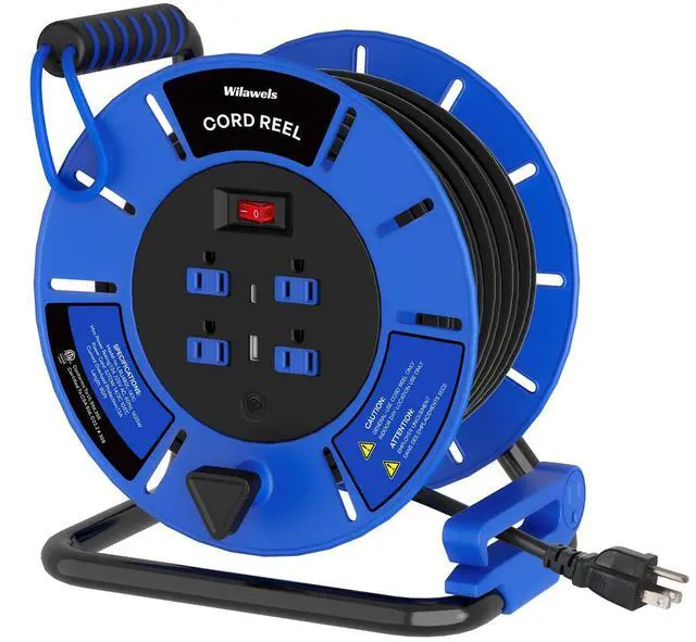 Main image of 80 FT Retractable Extension Cord Reel, 14AWG Heavy Duty Power Cord with 4 Grounded Outlets, USB-A & USB-C Ports, 13A 1625W, Portable Hand Crank for Indoor Outdoor Use, ETL Listed U80ACR06