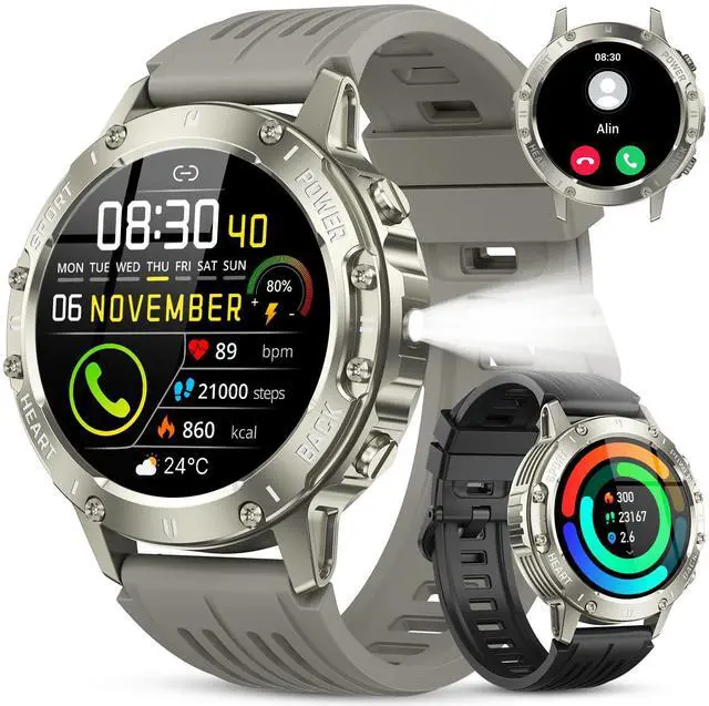 Main image of Smart Watch for Men Fitness Tracker: Bluetooth Waterproof Make Answer Call Digital Mens Watches Running Step Pedometer Smartwatch for Android Phones iPhone Samsung Compatible Sleep Heart Rate Monitor