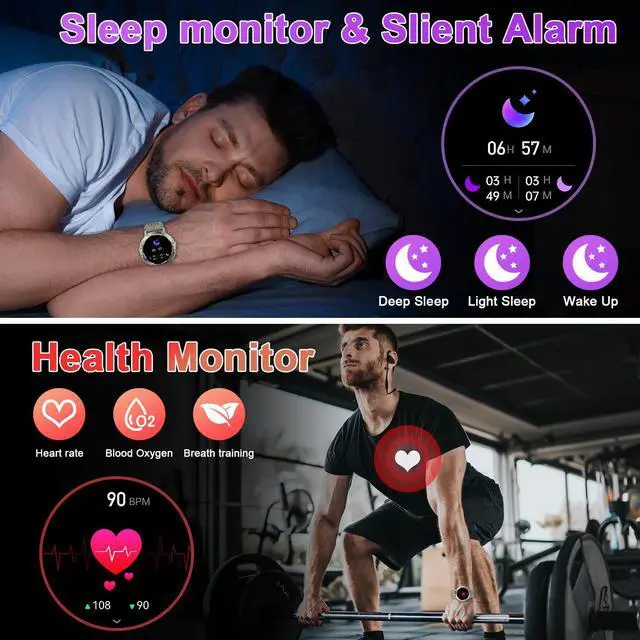 Alt view image 3 of 4 - Smart Watch for Men Fitness Tracker: Bluetooth Waterproof Make Answer Call Digital Mens Watches Running Step Pedometer Smartwatch for Android Phones iPhone Samsung Compatible Sleep Heart Rate Monitor
