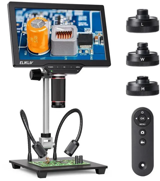 Main image of 4K Soldering Digital Microscope: TL301 Max Magnetic 3-Lens Coin Microscope Magnifier with 10.1" IPS Display, Soldering Microscopes for Adults, Side Lights, 10" Stand, PC/TV Compatible, 16GB