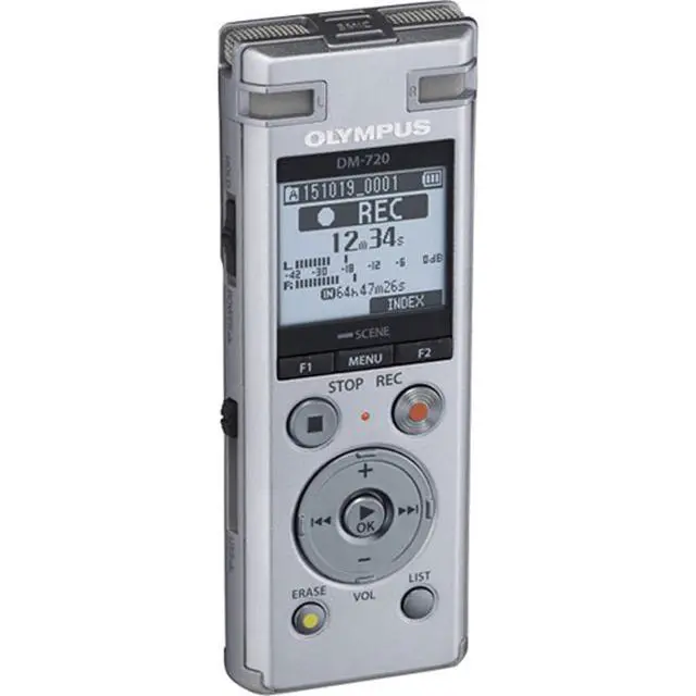 Alt view image 4 of 4 - Olympus Voice Recorder DM-720 with 4GB, Micro SD Slot, USB Charging, Direction PC Connection, Transcription Mode, Silver