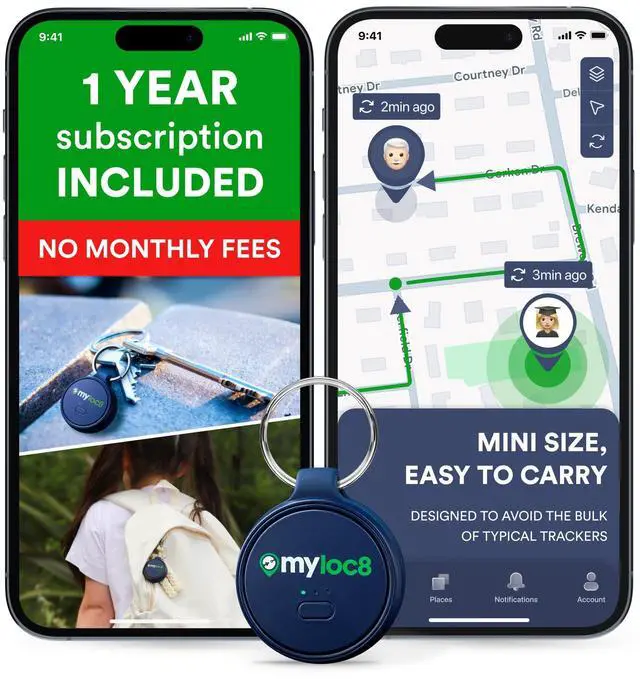 Main image of GPS Tracker for Kids with SOS Button Real Time Tracking Device for Kids, Backpack, Keys - Smart Alerts - Long Battery Life Locator Tag Android & iOS Compatible (12-Mo Subscription Included)