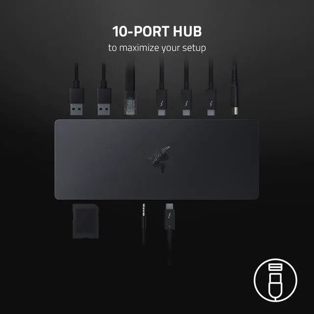 Alt view image 3 of 4 - Thunderbolt 4 Dock: 10 Ports in 1 - Dual 4K or Single 8K Video Output - USB A and C Hub, 2.5 GbE Thunderbolt 3, Mac, and PC Compatible - Thunderbolt 4 Certified - Passthrough Charging - Chroma
