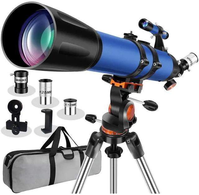 Main image of Telescope for Adults High Powered 90mm Aperture 800mm,Refractor Telescopes for Astronomy Beginners with AZ Mount Tripod,Phone Adapter,Carry Bag (80090blue)
