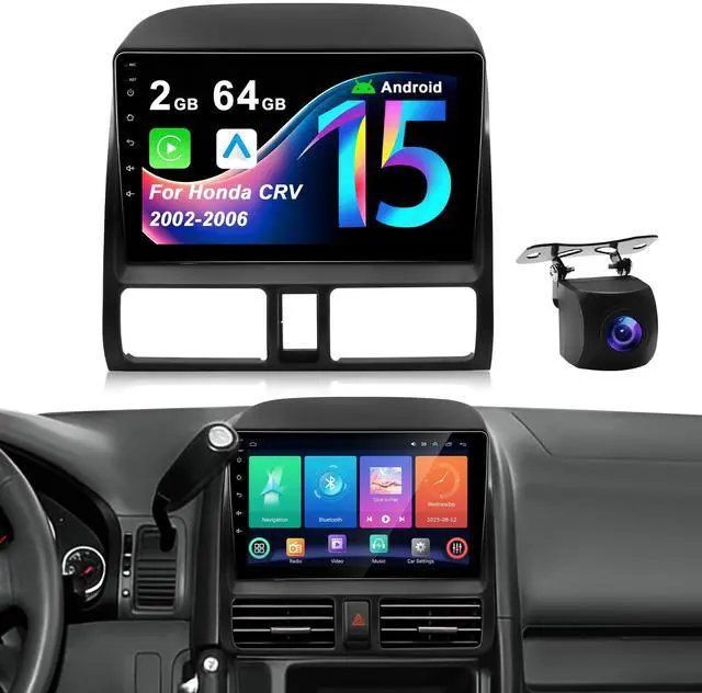 Main image of Car Radio Stereo for Honda CRV 2002-2006: Upgrade Android 15 64GB 9" 1280 * 720 Touchscreen Head Unit - Wireless CarPlay & Android Auto Bluetooth WiFi GPS MirrorLink FM 36EQ SWC 1080P Backup Camera