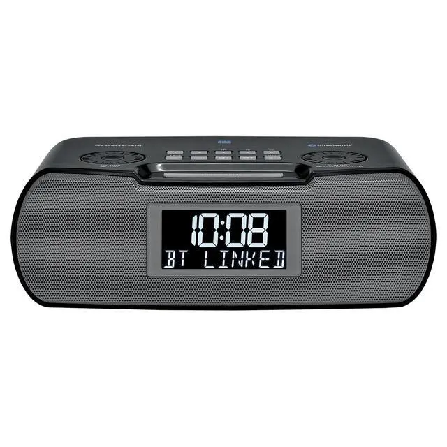 Alt view image 2 of 5 - Sangean RCR-20 AM/FM Clock Radio with Bluetooth, Aux-in, USB Phone Charging, Digital Tuning, Battery Backup, Black
