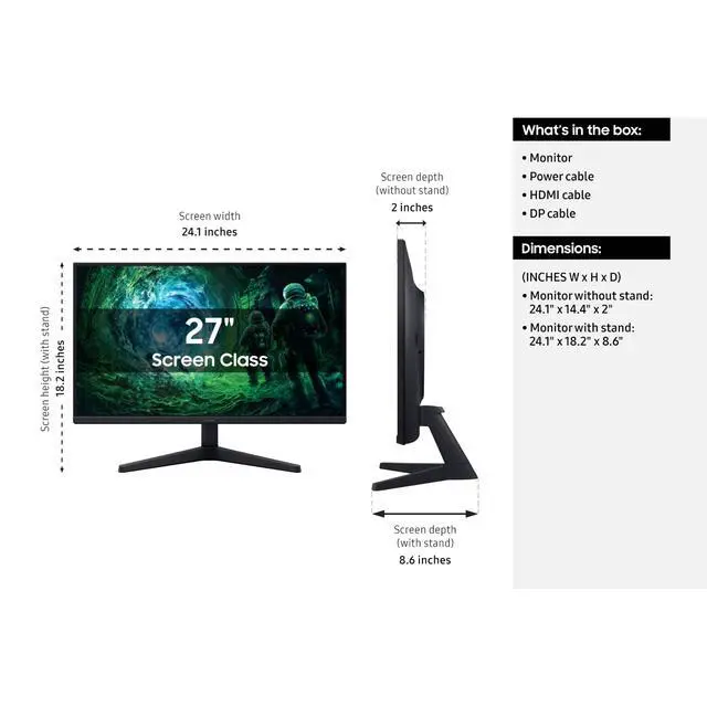 Alt view image 3 of 4 - 27 Odyssey G5 G53F QHD Resolution Gaming Monitor, HDR10, 200Hz Refresh Rate, IPS Panel, AMD FreeSync Premium, Black Equalizer, Auto Source Switch, LS27FG53DENXZA