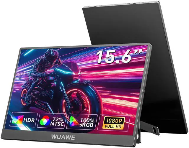 Main image of Portable Monitor 15.6 Inch, 72% NTSC 100% sRGB USB C HDMI Travel Monitor for Laptop with Built-in Stand, HDR Freesync Low Blue Light for PC Mac Phone PS5 Switch