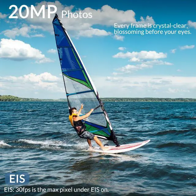 Alt view image 3 of 4 - i8 20MP 5X Zoom Action Camera with EIS, WiFi Remote Control, Waterproof Underwater Camera for Snorkeling Cycling Vlogging