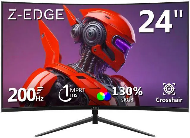Main image of Z-Edge 24 inch Curved Gaming Monitor, 200Hz 165Hz 1650R Computer Monitor, FHD 1080P, Ultra-Fast MPRT 1ms Curved Monitor, 300nits, 16.7M Colors, UG24 1X DP 1.4 Port and 1X 2.0 HDMI Port