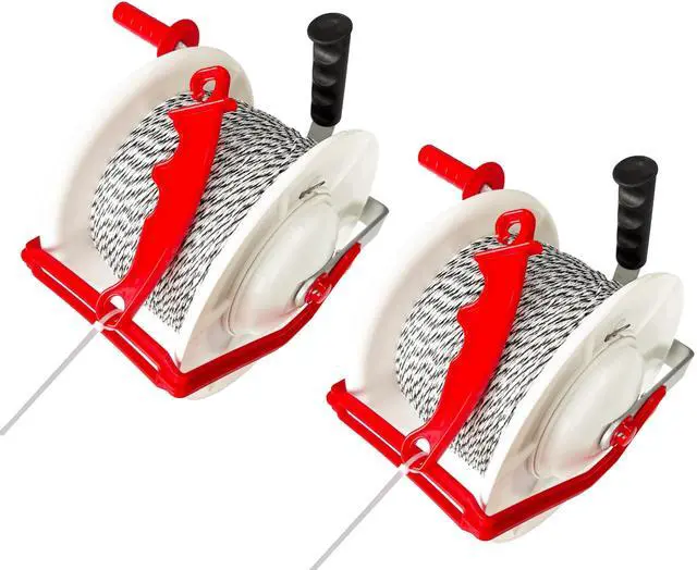 Main image of 2 Pack 3:1 Geared Electric Fencing Standard Reel with 1969ft Premium Polywire 6 Conductors Plus 2 Free 8 inch Insulgrip
