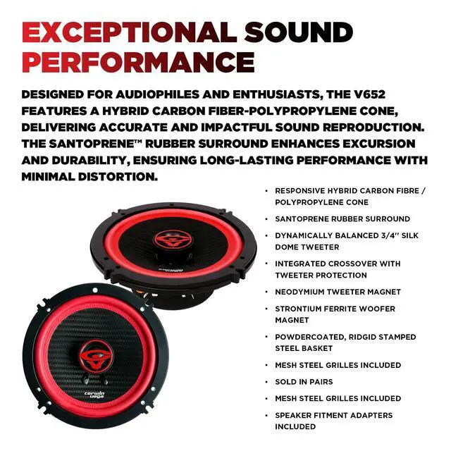 Alt view image 3 of 6 - V652 Vega 2-Way 6.5 Inch 360 Watts 2 Ohm Coaxial Full Range Speakers