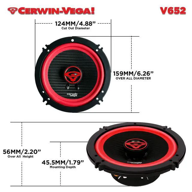 Alt view image 5 of 6 - V652 Vega 2-Way 6.5 Inch 360 Watts 2 Ohm Coaxial Full Range Speakers