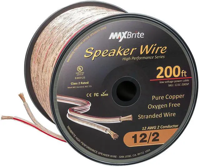 Main image of 200 ft. Spool High Performance 12 Gauge Speaker Wire, Oxygen Free Pure Copper - UL Listed Class 2