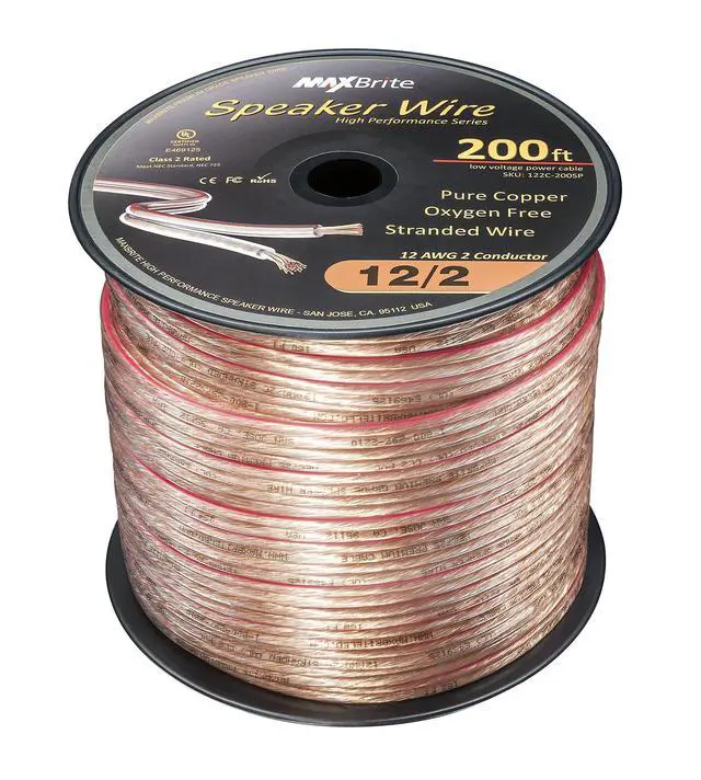 Alt view image 2 of 3 - 200 ft. Spool High Performance 12 Gauge Speaker Wire, Oxygen Free Pure Copper - UL Listed Class 2