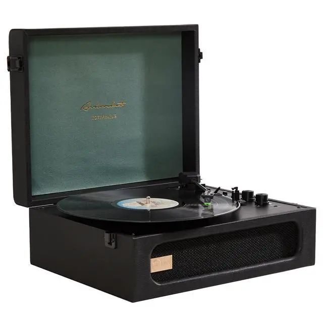 Alt view image 2 of 4 - Coryphaeus Vinyl Record Player 3-Speed Bluetooth Input and Output Built-in Speakers with Magnetic Cartridge Auto Off (Black Green)