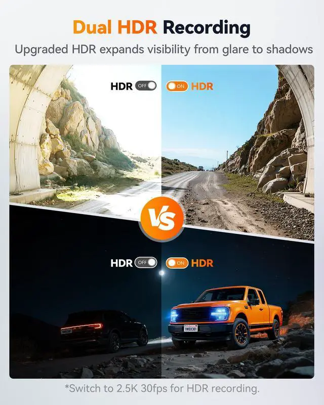 Alt view image 4 of 4 - X3 PRO Dash Cam Front and Rear, Dual STARVIS 2 IMX675, 1440P 60FPS+1440P ADAS Car Camera, EIS Image Stabilization with Ultra-Fast 5.8GHz WiFi, Voice Control & 3" Touch Screen, 64GB Card & GPS