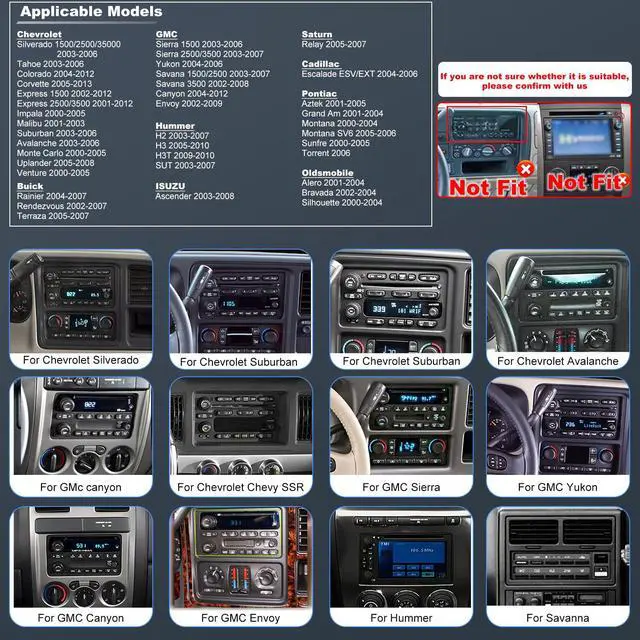 Alt view image 2 of 6 - Upgrade Radio For Chevrolet Chevy Silverado 1500 2003-2006, Yukon Tahoe GMC Sierra 1500 2003-2006, Savana 2003-2007, 7"HD Touchscreen Car Stereo Carplay Android Auto Fast Charging Camera 5GWifi GPS FM